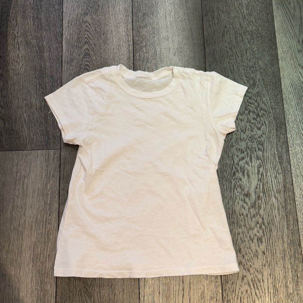 Re/Done Cream Short Sleeve Tee